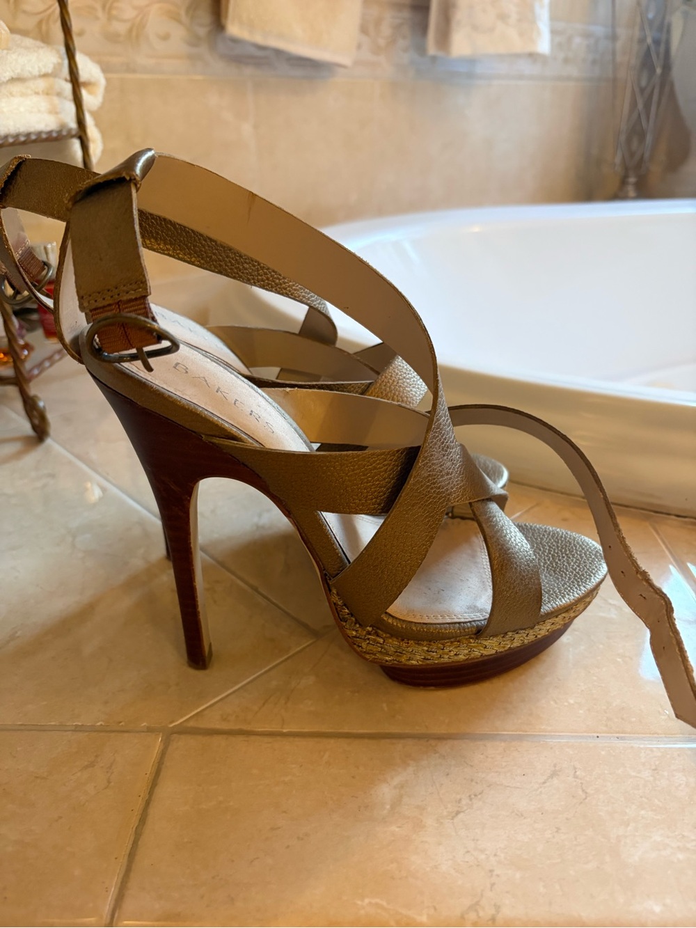 Bakers Taupe Strappy Platform High Heel Sandal